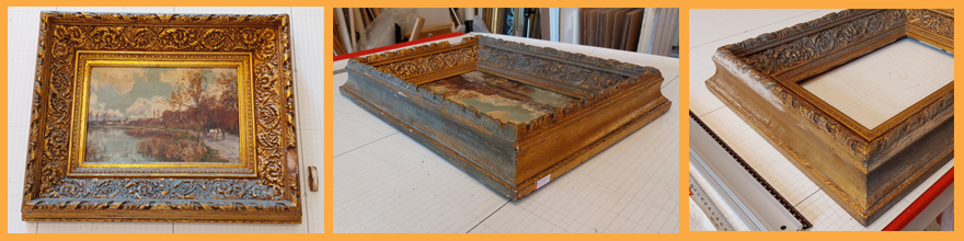 מסגרת עתיקה עם דהית צבע וציור מאובק ומתייבש