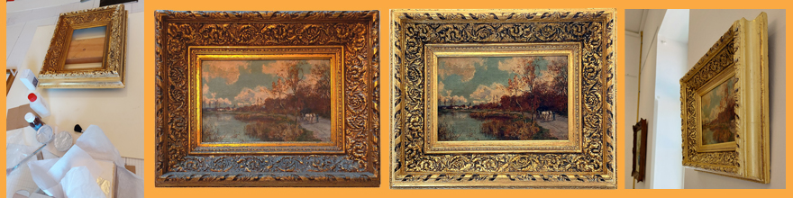 מסגרת עתיקה עם דהיה צבע וציור מאובק ומתייבש