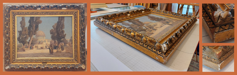 רסטורציה מסגרת עתיקה פינות שבורות ותיקוני צבע