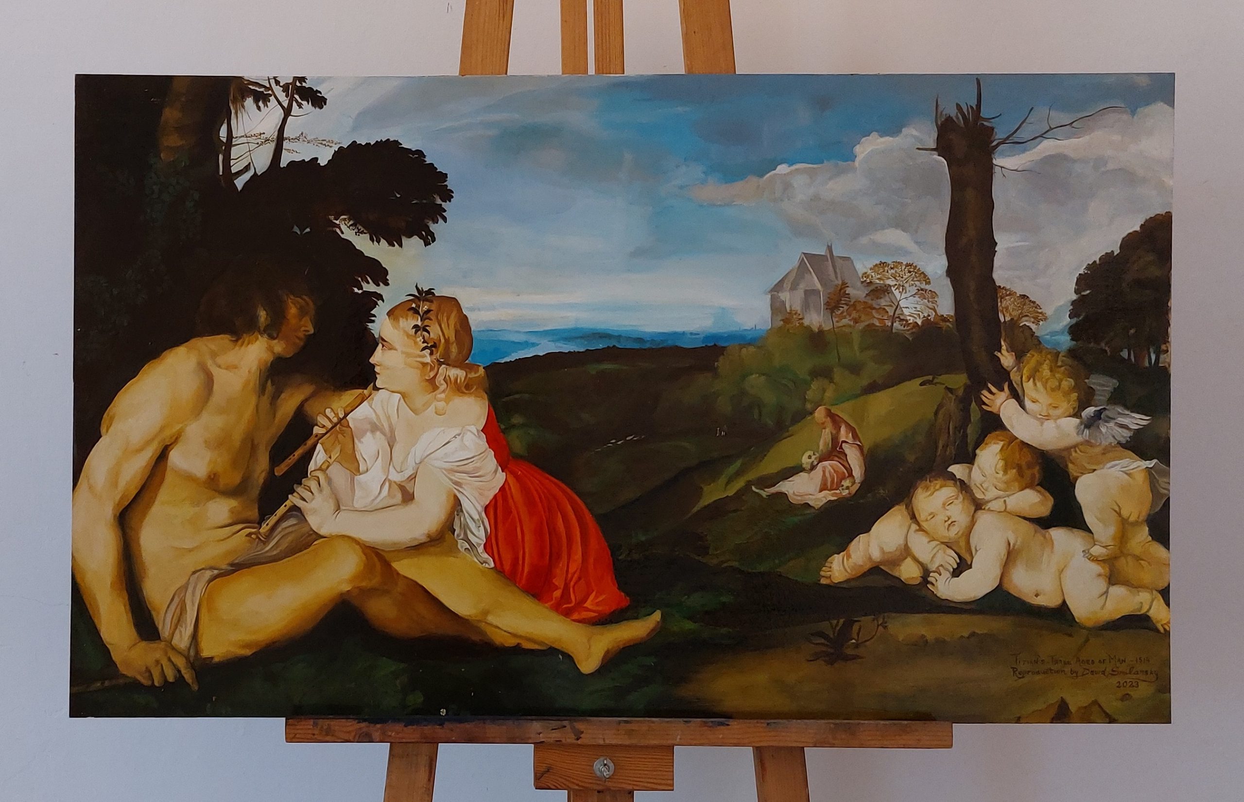 רפרודוקציה מטיציאנו 3 גלאי האדם . גודל 60X100 ס"מ.